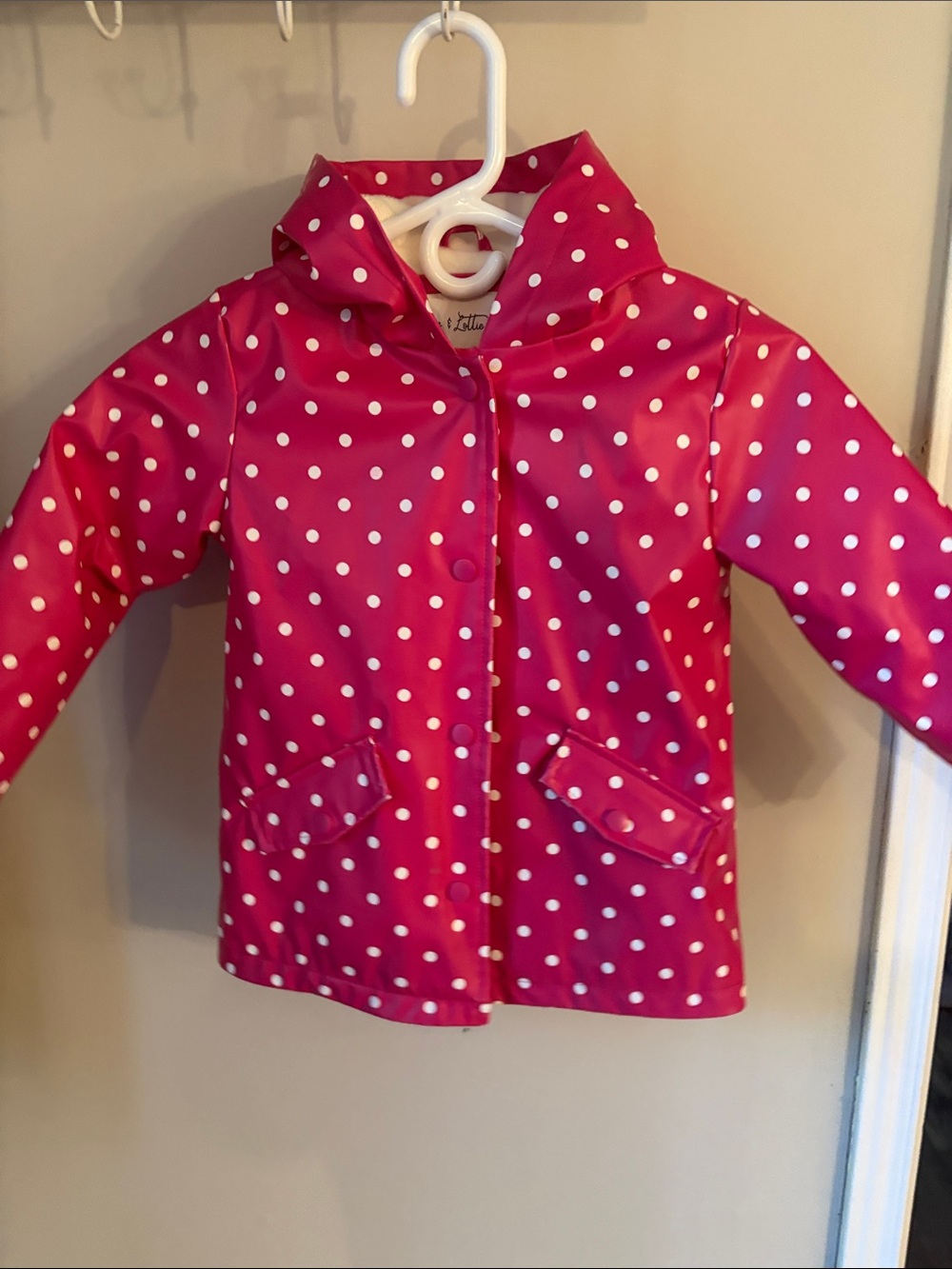 Kids Pink Polka Dot Hooded Raincoat